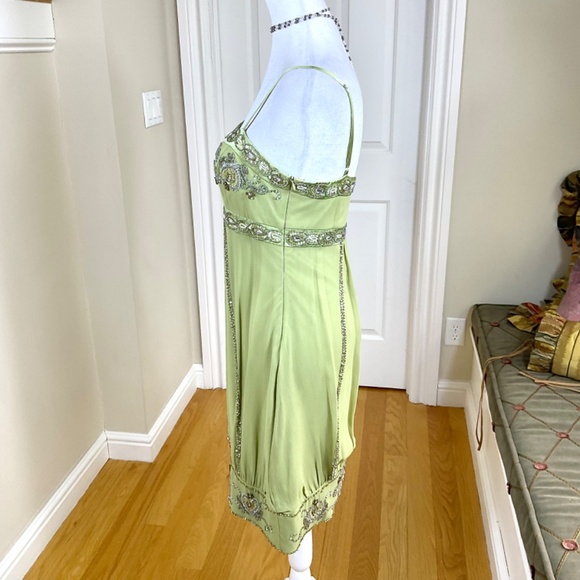 Sue Wong Flapper Dress Silk Vintage Beaded Green (6) - Picture 3 of 8
